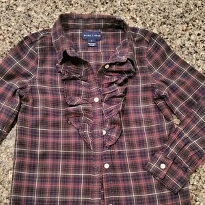 Ralph Lauren Ruffled Plaid Blouse